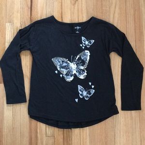Black Long sleeve butterfly shirt